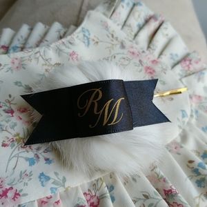 RoseMarie Seoir ivory puff ball hair pin